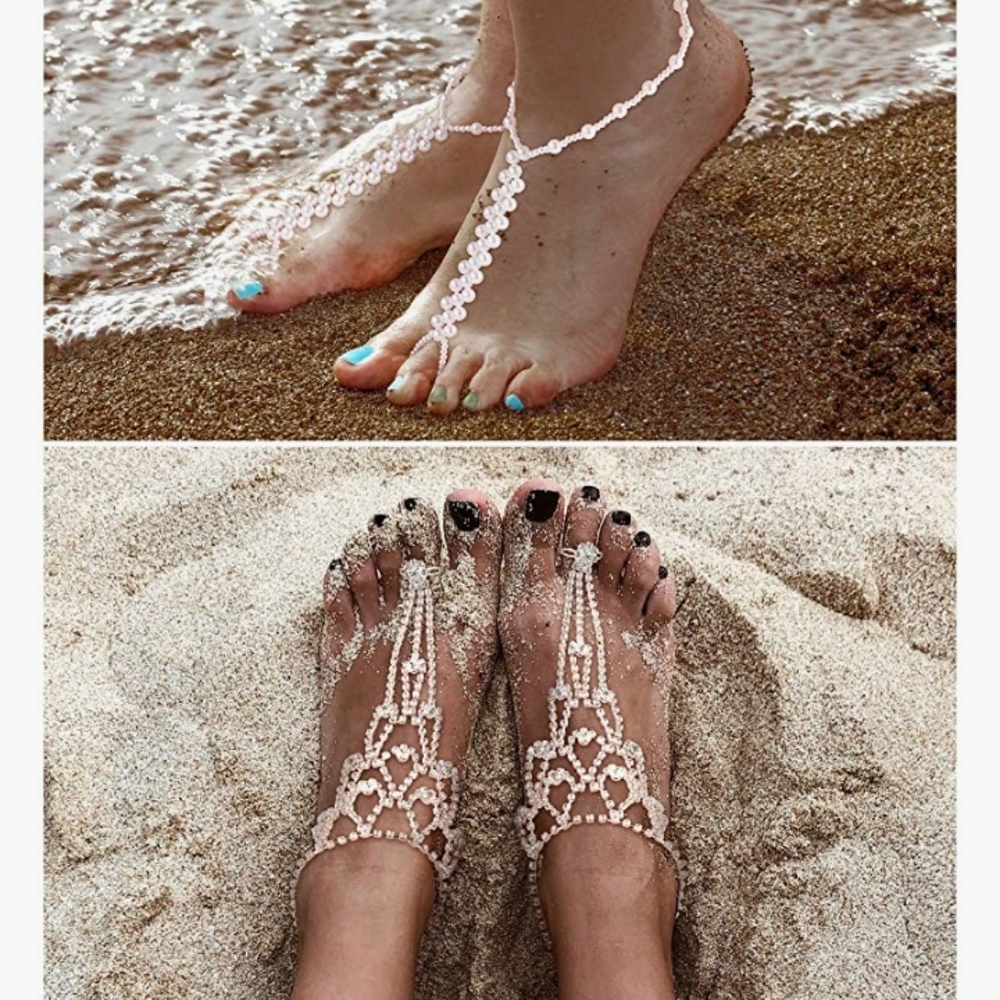 3 Pairs Boho Chic Beach Bling Footwear NWT